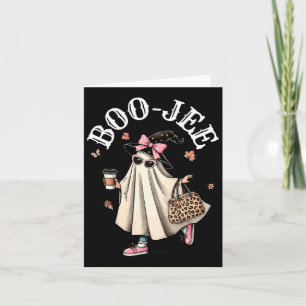 Cute Boo Jee Ghost Halloween Leopard Ghost Coffee Card