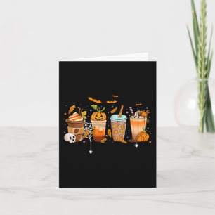 Cute Boo latte Coffee Halloween Spooky Season Fall Card