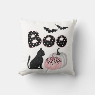 Cute Boo! Pink Pumpkin Halloween Cushion