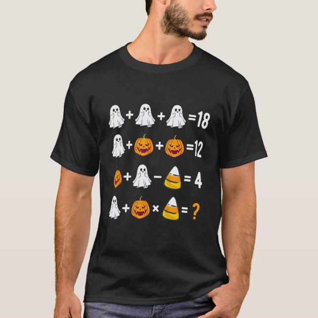 Cute Boo Pumpkin Math Student Funny Halloween Math T-Shirt (Front)