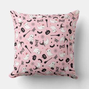 Cute Boo Spooky Ghost Halloween Pink Girl Cushion