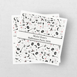 Cute Boo Spooky Ghost Halloween Pink Girl Napkin