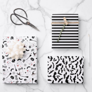 Cute Boo Spooky Ghost Halloween Pink Girl Wrapping Paper Sheet