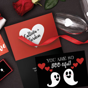 Cute Boo-tiful Ghost Heart Valentine's Day Holiday Card