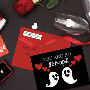 Cute Boo-tiful Ghost Heart Valentine's Day Holiday Postcard
