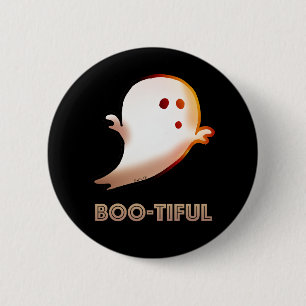 Cute Boo-tiful Halloween Ghost Art 6 Cm Round Badge