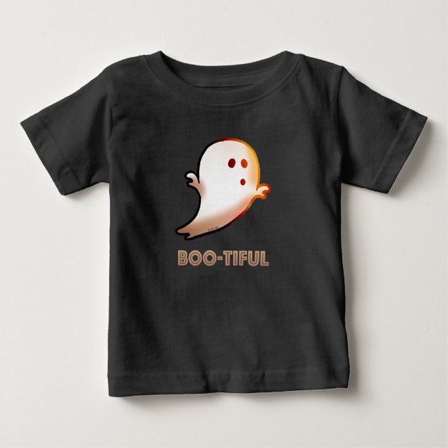 Cute Boo-tiful Halloween Ghost Art Baby T-Shirt (Front)