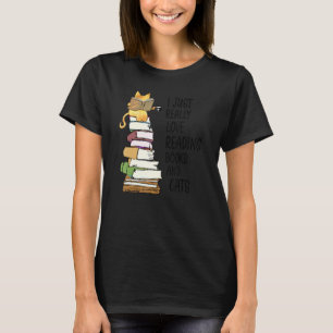 Cute Book Bookwork Nerd Reading Teacher Kitty Cat T-Shirt