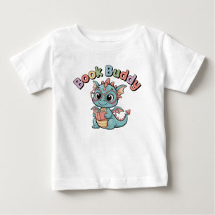 Cute Book Buddy Reading Dragon Baby T Shirt