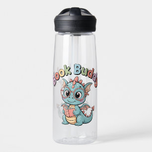 Cute Book Buddy Reading Dragon Water Bottle