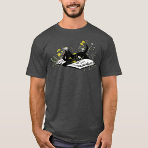 Cute Book Cat, Funny Book Lover, Cat lover, Floral T-Shirt