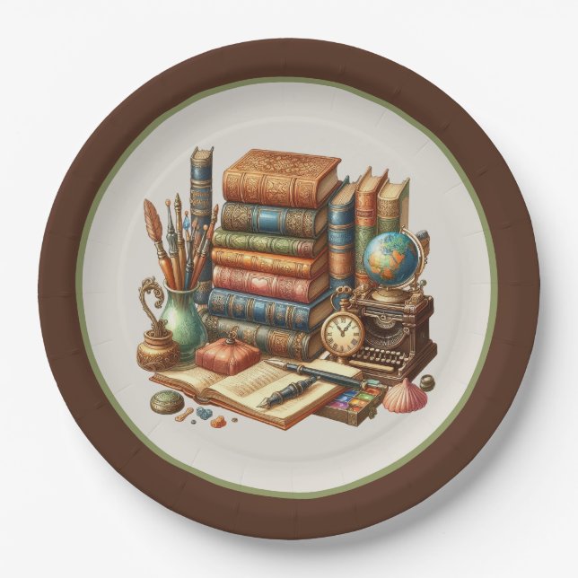 Cute book club party paper plate (Front)