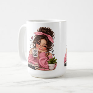Cute Book Lover Coffee Mug, Cosy Reading Girl Mug, Mug