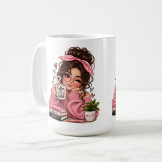 Cute Book Lover Coffee Mug, Cosy Reading Girl Mug, Mug
