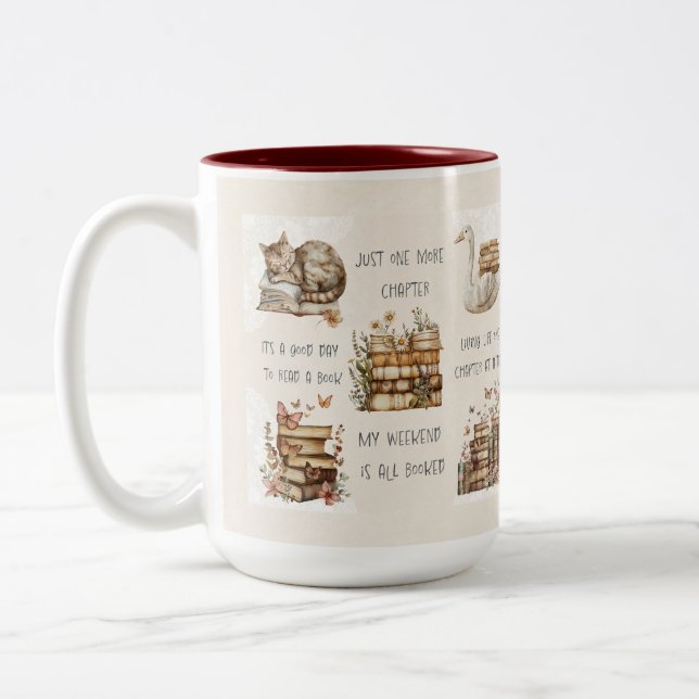 Cute Book Lover Quote Wrap Two-Tone Coffee Mug (Left)