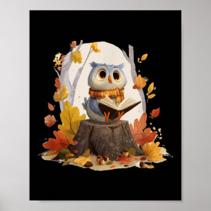Cute Book Loving Owl In Fall Forest Costume  Poster