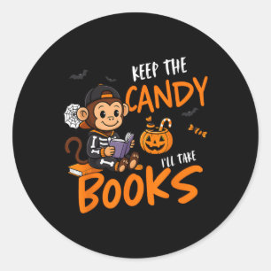 Cute Book Reader Halloween Reading Bookworm Boys G Classic Round Sticker