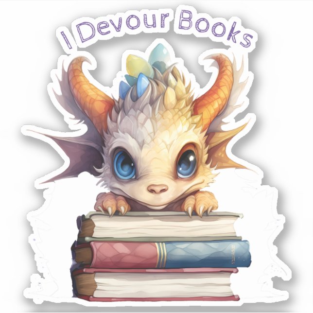  *~* Cute Book Reading Baby Dragon AP88 I DEVOUR (Front)