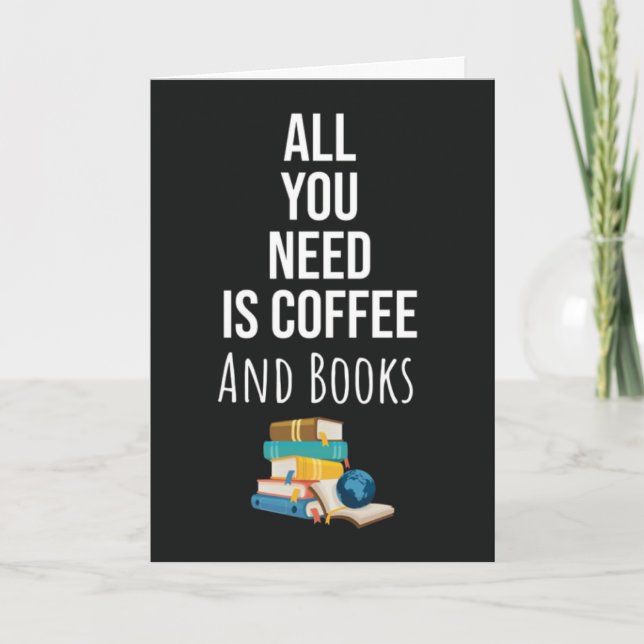 Cute Book Reading Cards Coffee Typography Reader (Front)