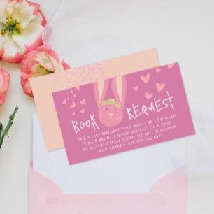 Cute Book Request Bunny Pink 1st Birthday Party Enclosure Card