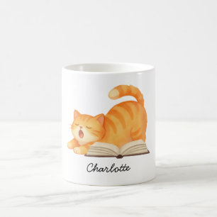 Cute Bookish Cat Lover Custom Coffee Mug