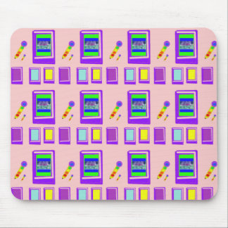 Cute Books and Castle on Pink Mousepad