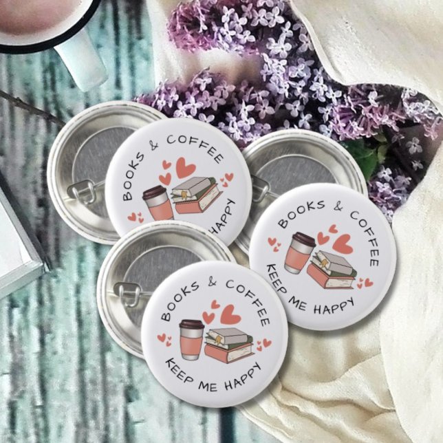 Cute Books and Coffee Lover  3 Cm Round Badge (Creator Uploaded)
