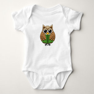 Cute Bookworm Owl Reading Book Cartoon Baby Bodysuit