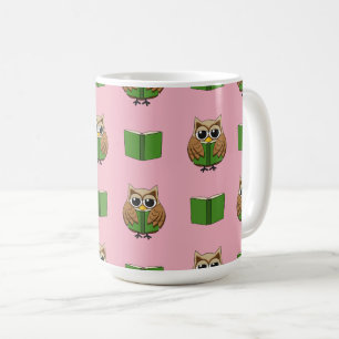 Cute Bookworm Owl Reading Book Cartoon Coffee Mug