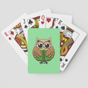 Cute Bookworm Owl Reading Book Cartoon Playing Cards