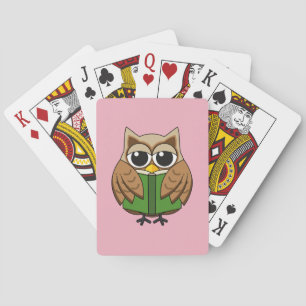 Cute Bookworm Owl Reading Book Cartoon Playing Cards