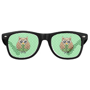 Cute Bookworm Owl Reading Book Cartoon Retro Sunglasses