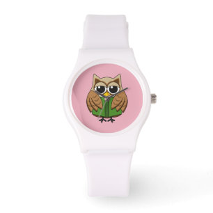 Cute Bookworm Owl Reading Book Cartoon Watch