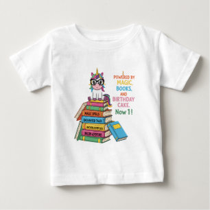 Cute Bookworm Unicorn 1st Birthday Magical Readi Baby T-Shirt