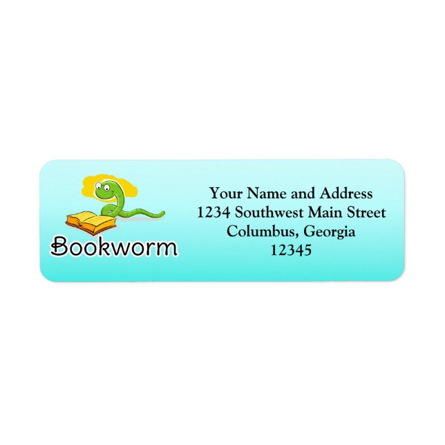 Cute Bookworm w/Glasses Return Address Label (Front)