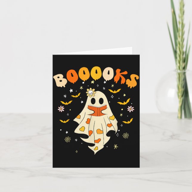 Cute Boooks Ghost Read More Books Funny Teacher Card (Front)