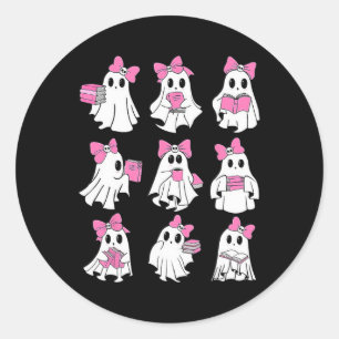 Cute Booooks Ghost Read More Books Funny Teacher H Classic Round Sticker