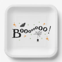 Cute Booooo Halloween Party Paper Plate