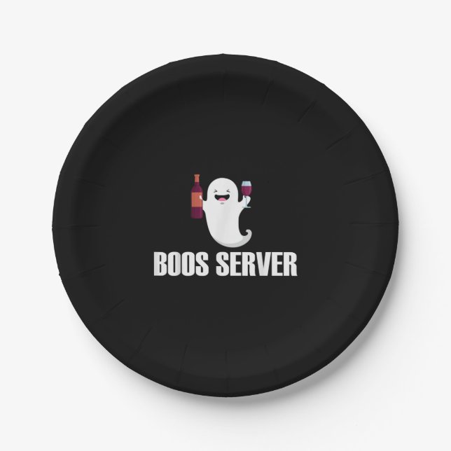 Cute Boos Server Bartender Waitress Halloween Paper Plate (Front)