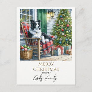 Cute Border Collie Christmas Holiday Postcard