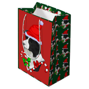 Cute Border Collie Christmas Merry Medium Gift Bag