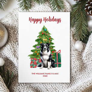 Cute Border Collie Dog Family Christmas Holiday Card
