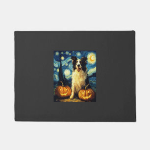 Cute Border Collie Dog Halloween Jack O Lantern Pu Doormat