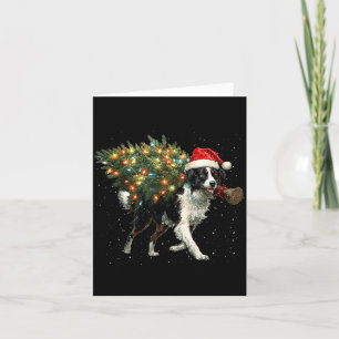 Cute Border Collie Dog In A Christmas Tree For Men Card