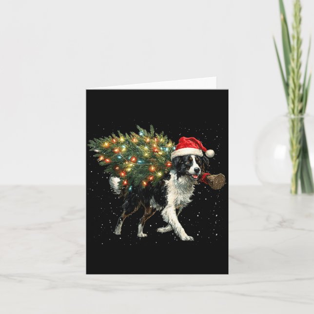 Cute Border Collie Dog In A Christmas Tree For Men Card (Front)