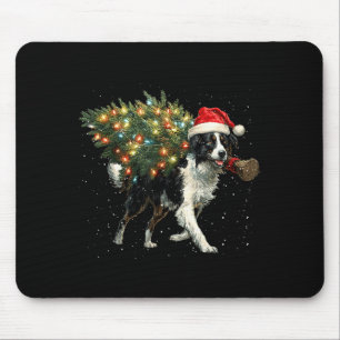 Cute Border Collie Dog In A Christmas Tree For Men Mouse Pad