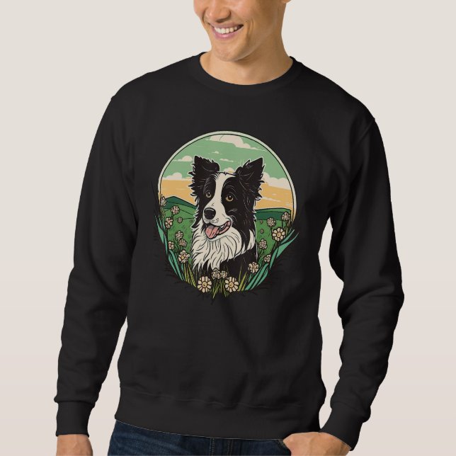 Cute Border Collie Dog on Border Collie  1 Sweatshirt (Front)