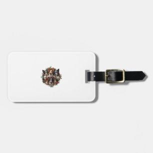 Cute Border Collie Dogs Christmas Wreath Holiday P Luggage Tag
