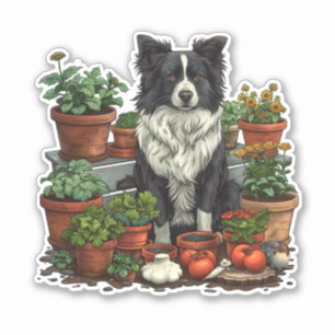 Cute Border Collie Gardening