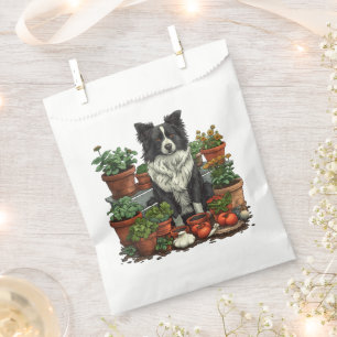 Cute Border Collie Gardening Favour Bag